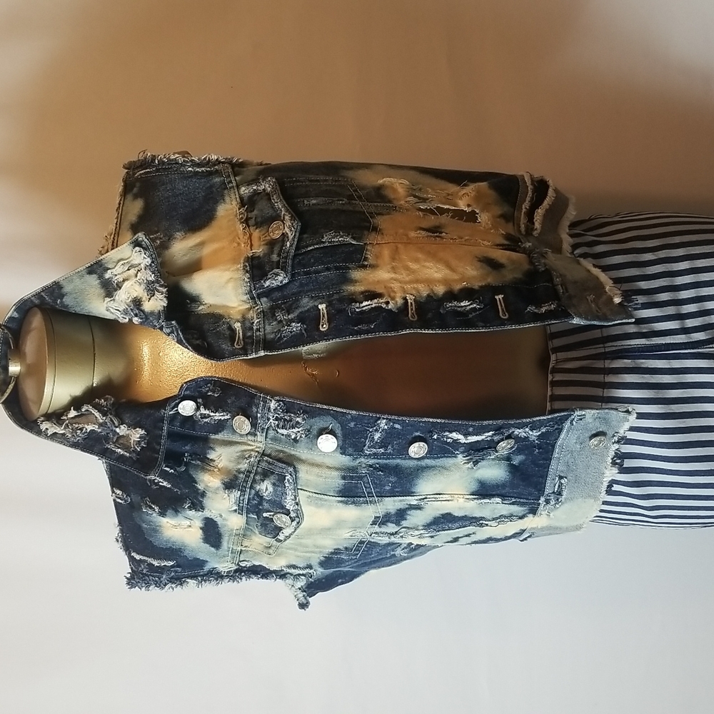 PARADOX EXTREMELY DISTRESSED ACID WASH JEAN VEST